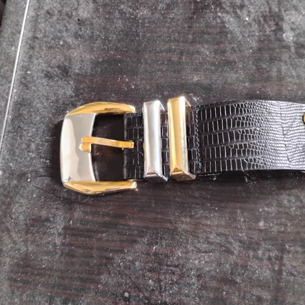 Versace Black Leather Belt with Gold Accents